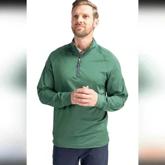 CUTTER & BUCK ADAPT ECO KNIT STRETCH RECYCLED MENS QUARTER Zip - Picture 1 of 5